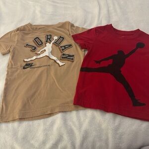 Jordan Kids' Red and Tan Short Sleeve Tees